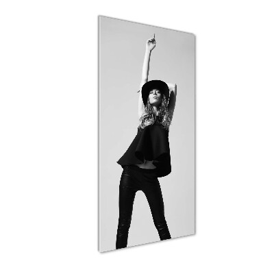 Foto auf glas vertikales Frau in Schwarz