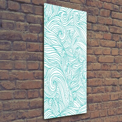 Glasbild vertikales Blaue Wellen