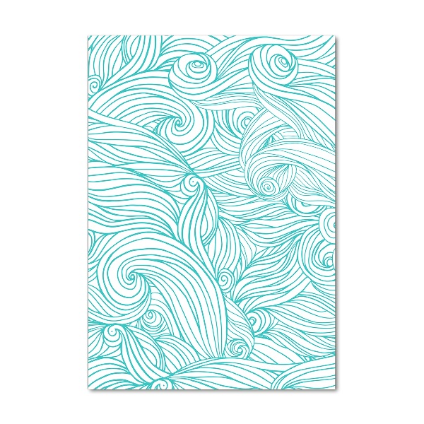 Glasbild vertikales Blaue Wellen