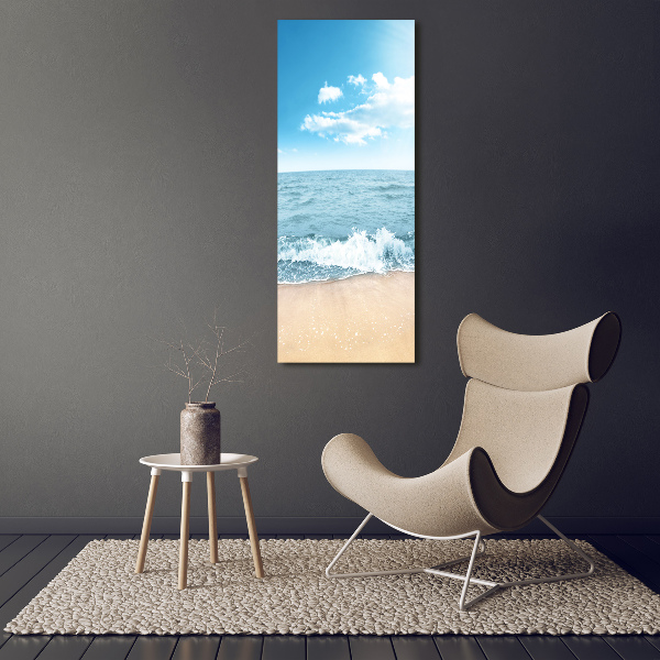 Glasbild vertikales Strand und Meer