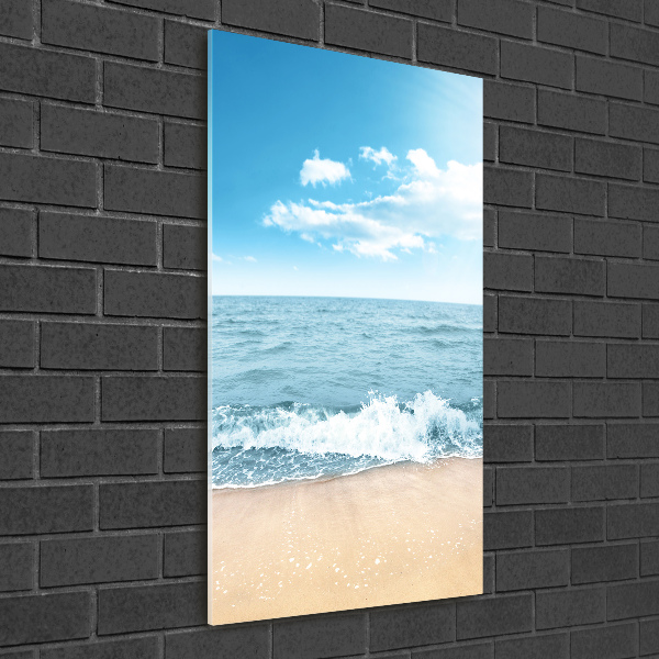 Glasbild vertikales Strand und Meer