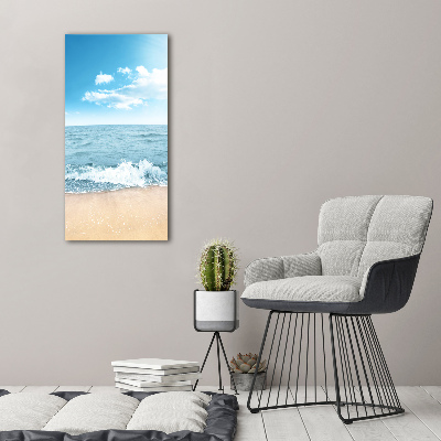 Glasbild vertikales Strand und Meer