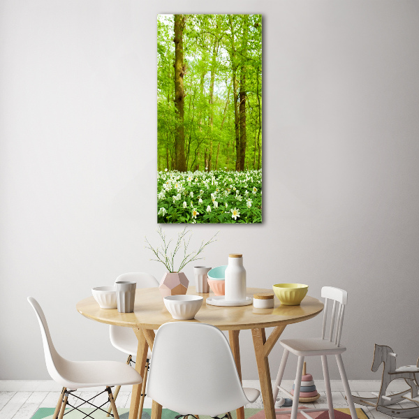 Bild aus glas vertikales Blumen im Wald