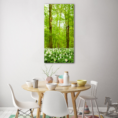 Bild aus glas vertikales Blumen im Wald