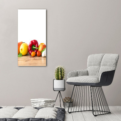 Glasbild vertikales Obst und Gemüse