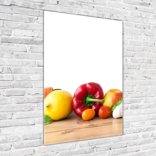 Glasbild vertikales Obst und Gemüse