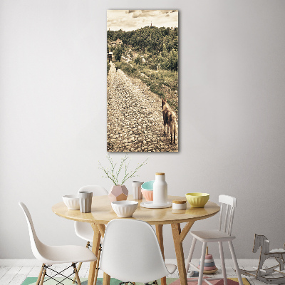 Glasbild vertikales Zwei Hunde vom Hügel