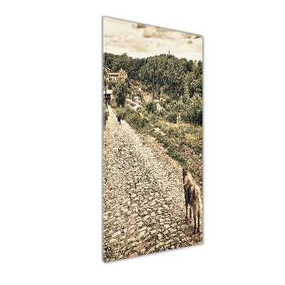 Glasbild vertikales Zwei Hunde vom Hügel