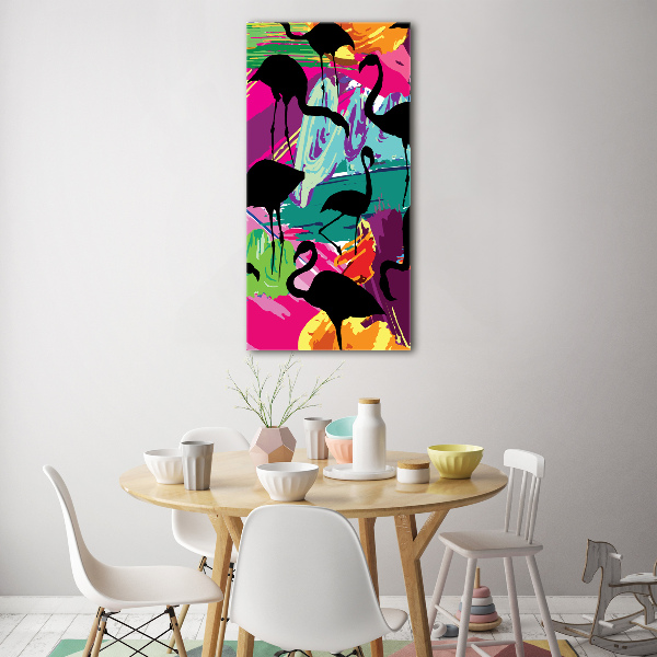 Bild aus glas vertikales Flamingos