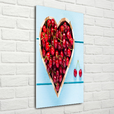 Bild aus glas vertikales Kirschen auf Holz