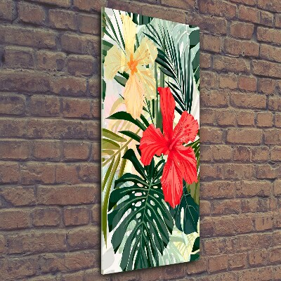 Glasbild vertikales Hawaiianische Blumen