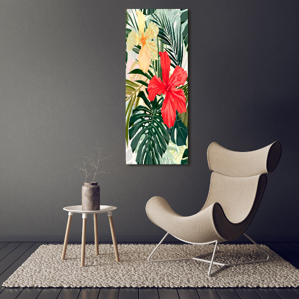 Glasbild vertikales Hawaiianische Blumen