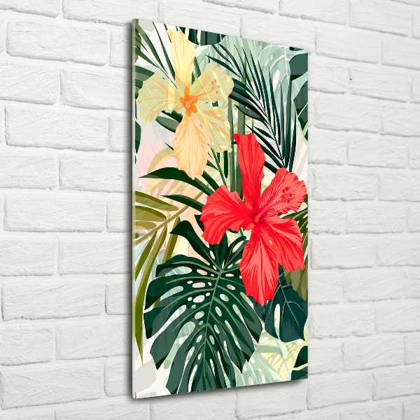 Glasbild vertikales Hawaiianische Blumen