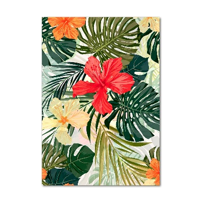 Glasbild vertikales Hawaiianische Blumen