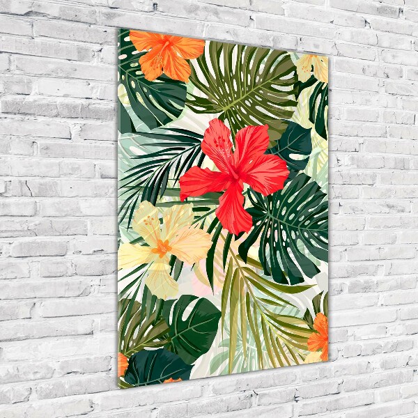 Glasbild vertikales Hawaiianische Blumen