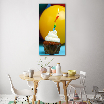 Glasbild vertikales Geburtstagscupcake