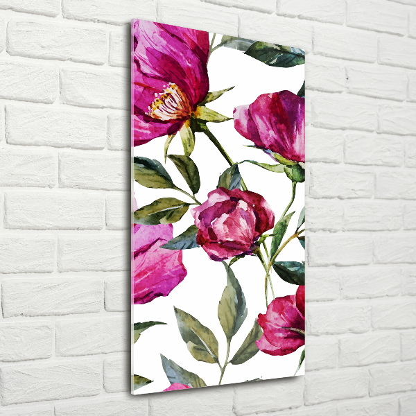 Bild aus glas vertikales Mohnblumen