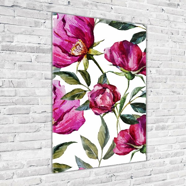 Bild aus glas vertikales Mohnblumen