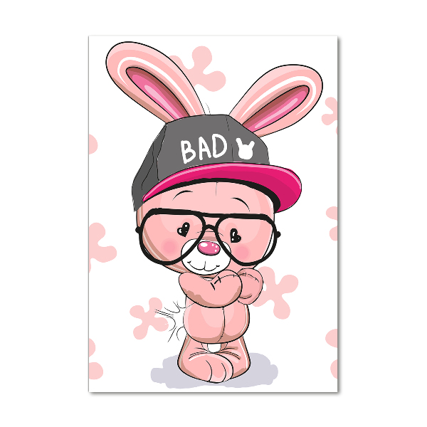 Foto auf glas vertikales Kaninchen im Hut