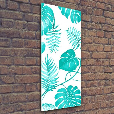 Glasbild vertikales Tropische Blätter
