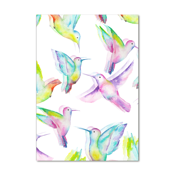 Glasbild vertikales Bunte Kolibris