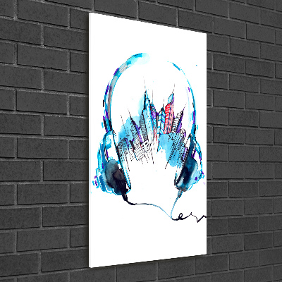 Glasbild vertikales Musik der Stadt