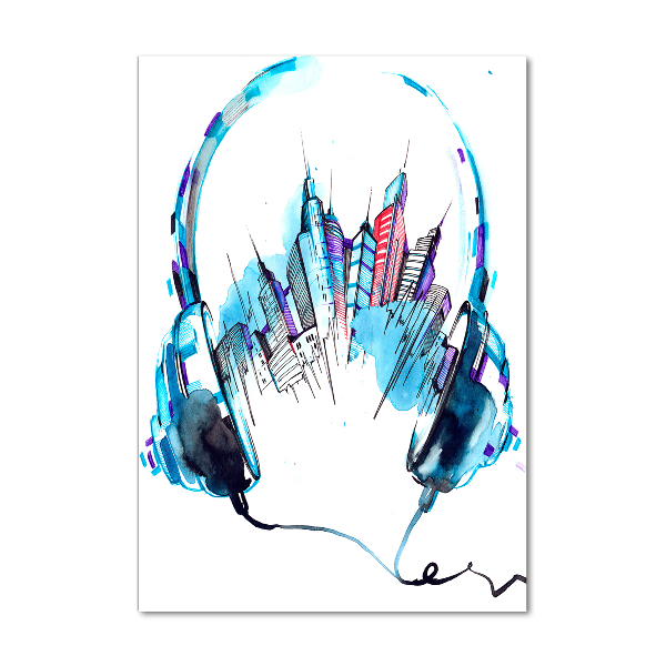 Glasbild vertikales Musik der Stadt