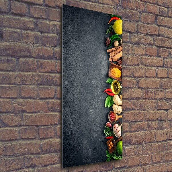 Glasbild vertikales Gewürze und Kräuter