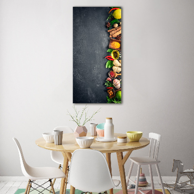 Glasbild vertikales Gewürze und Kräuter