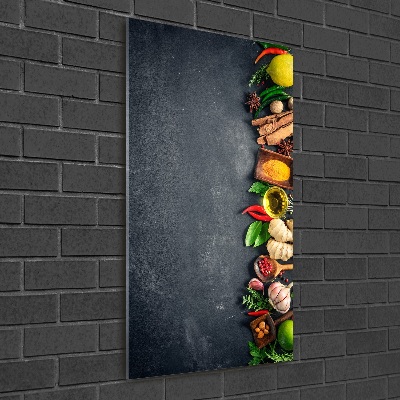 Glasbild vertikales Gewürze und Kräuter