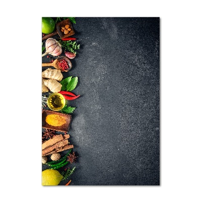 Glasbild vertikales Gewürze und Kräuter