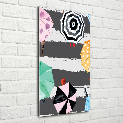 Bild aus glas vertikales Bunte Regenschirme