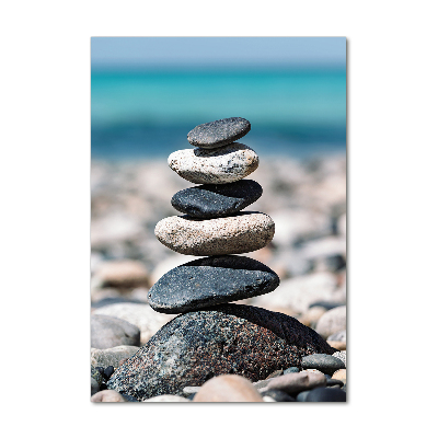 Glasbild vertikales Felsiger Strand