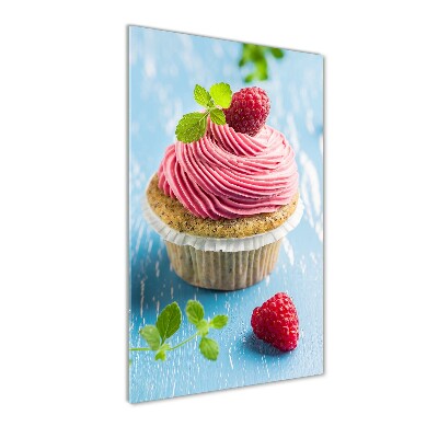 Glasbild vertikales Himbeer-Cupcake