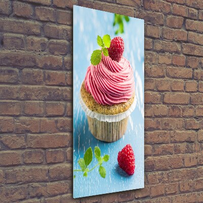 Glasbild vertikales Himbeer-Cupcake