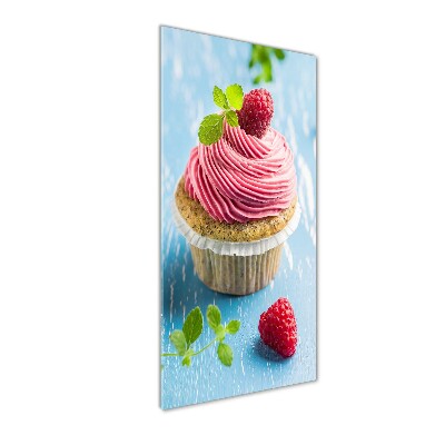 Glasbild vertikales Himbeer-Cupcake