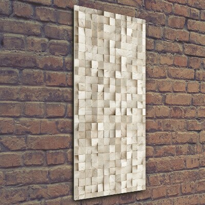 Glasbild vertikales Holzwürfel