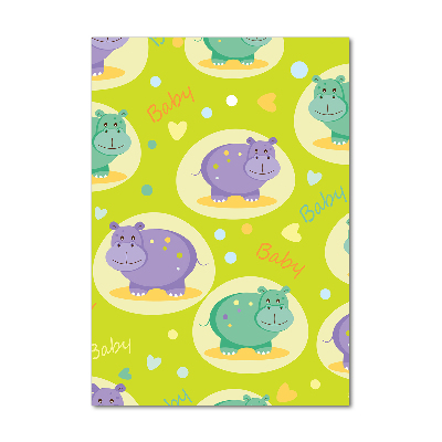 Glasbild vertikales Flusspferde