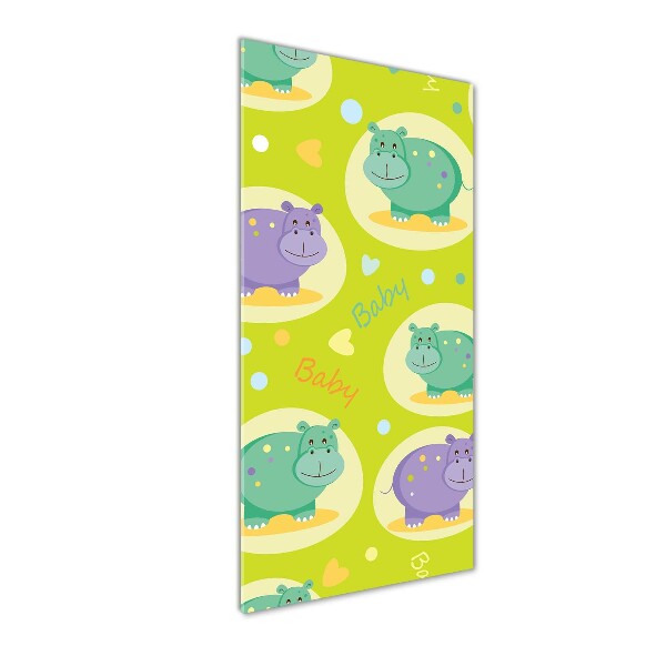 Glasbild vertikales Flusspferde