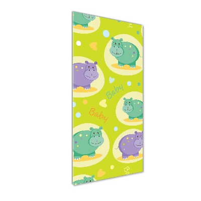 Glasbild vertikales Flusspferde