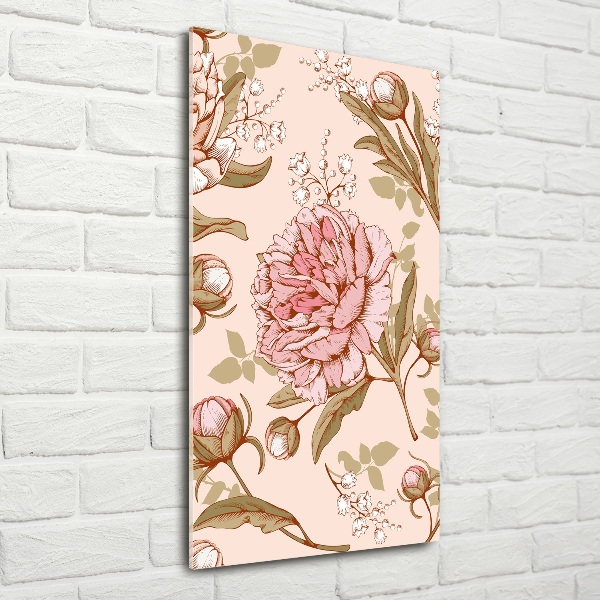 Bild aus glas vertikales Pfingstrosen