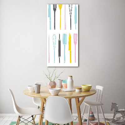Glasbild vertikales Küchenutensilien