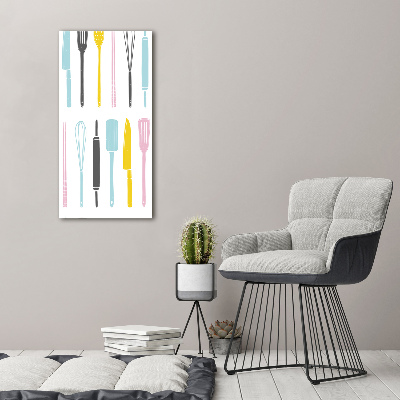 Glasbild vertikales Küchenutensilien