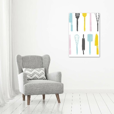 Glasbild vertikales Küchenutensilien