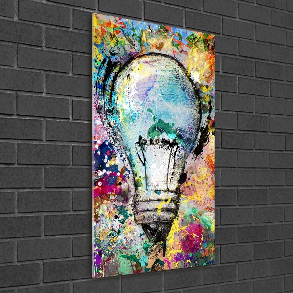 Bild aus glas vertikales bunte Glühbirne