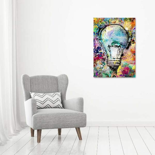 Bild aus glas vertikales bunte Glühbirne