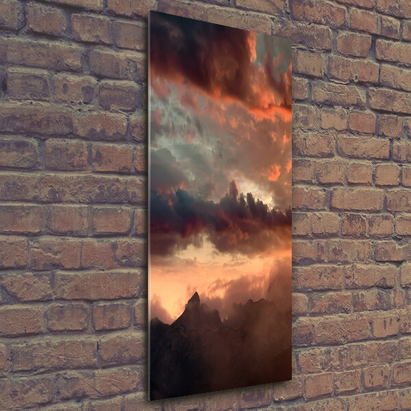 Foto auf glas vertikales Sonnenuntergang in den Bergen