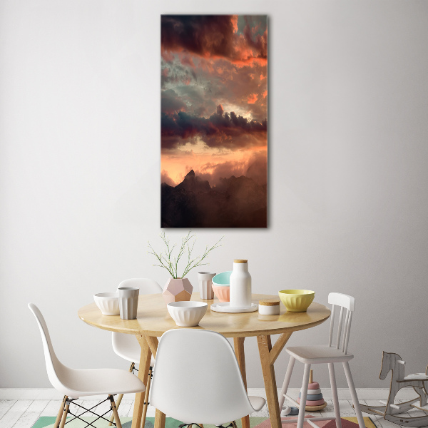 Foto auf glas vertikales Sonnenuntergang in den Bergen