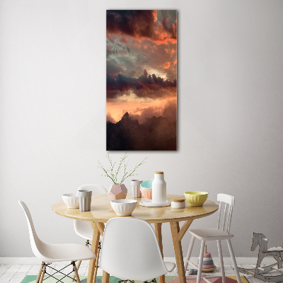 Foto auf glas vertikales Sonnenuntergang in den Bergen