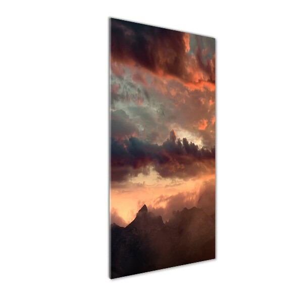 Foto auf glas vertikales Sonnenuntergang in den Bergen